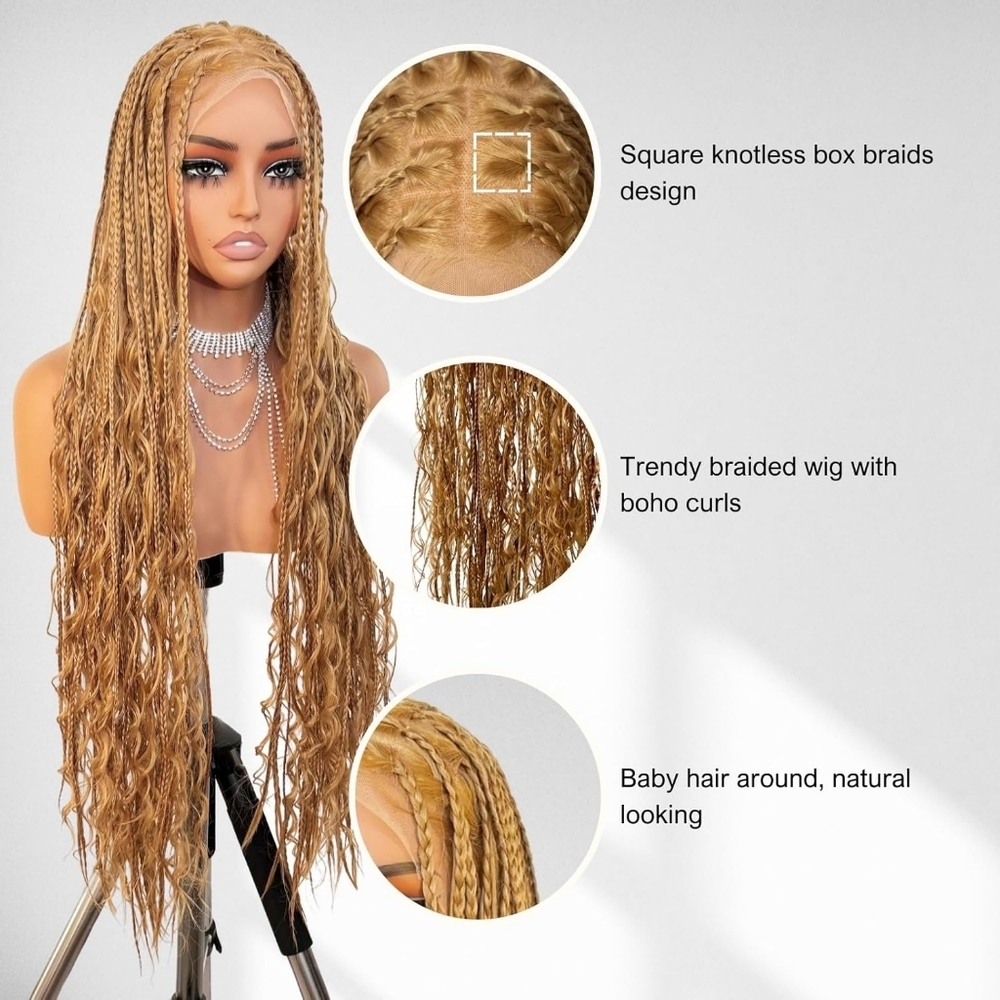 Yellow Micro Box Braids Wig Extensions - Picture 5 of 6